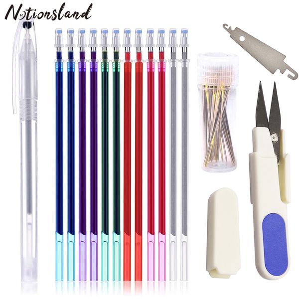 20pcs Kreuzstich Wasserlöslicher Stift Nachfüllung Temporäres Markieren nähen Kreidenähungskit mit Schere Stickern Nadeln DIY -Handwerk