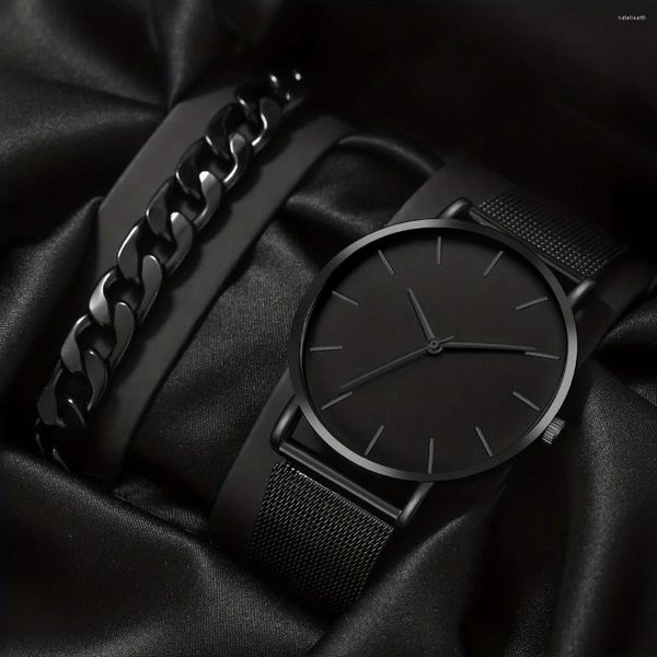 Armbanduhren 1PC Herren Edelstahlgurt Charming Decorative Round Dial Quartz Uhrenarmband für den täglichen Gebrauch