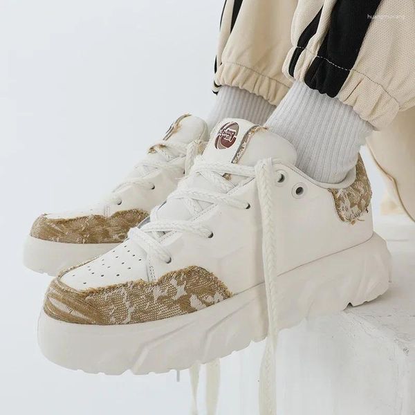 Casual Schuhe Chunky Sneaker Männer Designer Brett Mode sekundärer Leder atmungsaktive Höhe erhöhte flache Plattform Zapatos