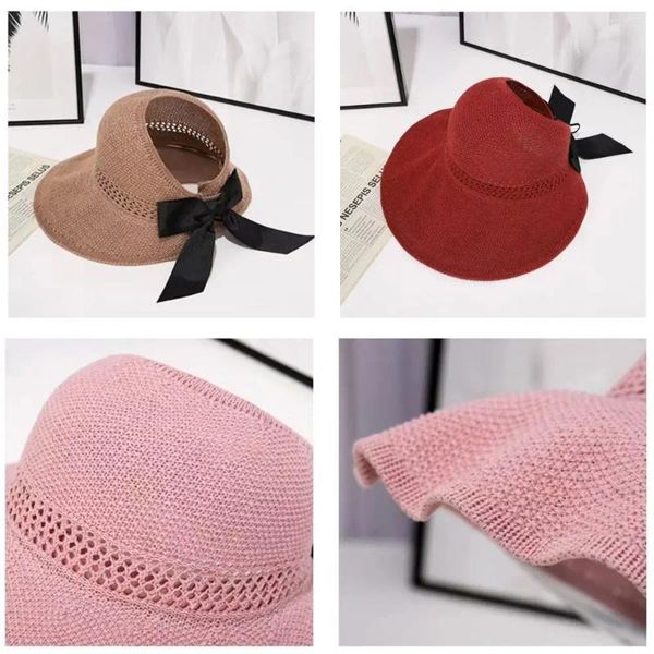 Chapéus de aba larga Sun Proteção UV Visor Crochet Hat Hat Baps Summer Summer
