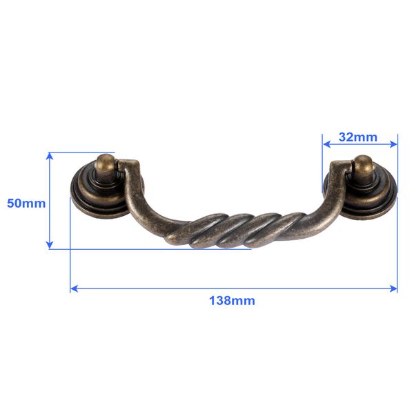 1x 138*50mm de 50 mm de atacado de estilo europeu de estilo de madeira de madeira maçaneta de alça de zinco hardware