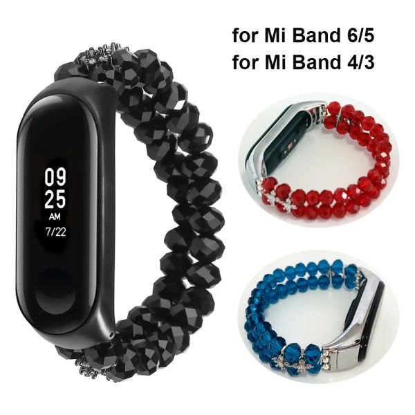 Black Jewelry Mi Band 8 7 6 Braccialette di bracciale in perline per perline per Xiaomi Mi Band 5/4 Sostituzione del polso con perle di cristallo ragazza