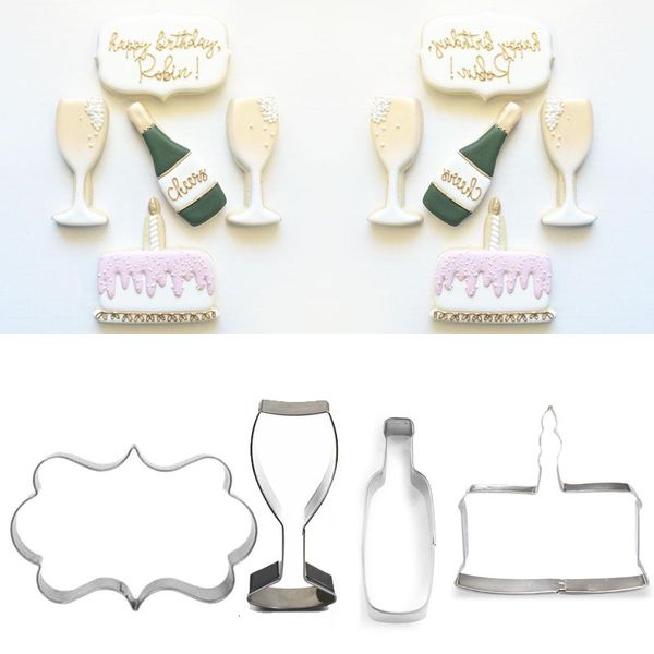 1pcs Patisserie Reposteria Hochzeit Weinflasche Glas Fondant Moldes Metallkuchen Dekor Keksschneider Biscuit Cupcake Gebäckform