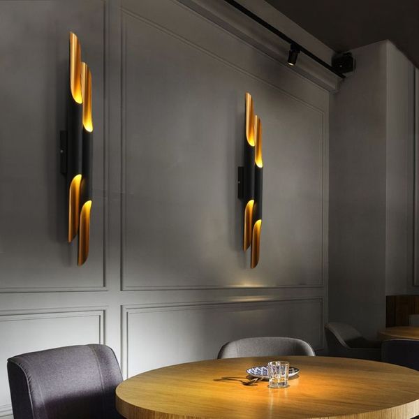 Lampada di design moderna deliziosa lampada a parete coltrane in oro nero muro inclinata luci in alluminio in alluminio 279c