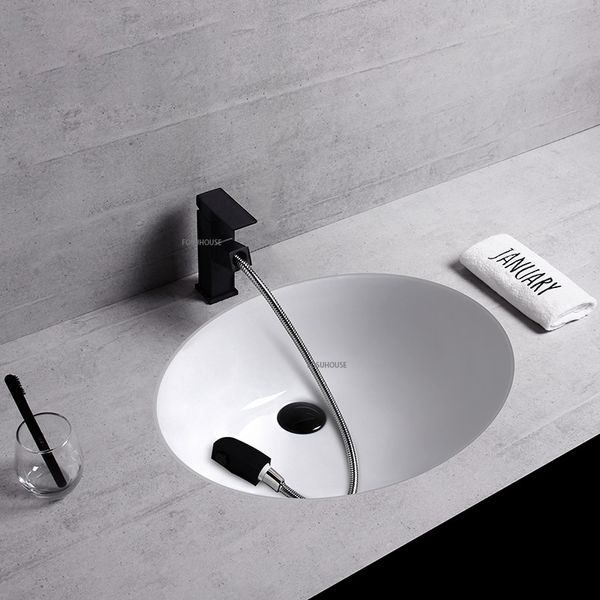 Yaratıcı Yerleşik Washbasin Karşı Lavabolar Seramik Oval Banyo Lavabolar Gemi Lavabo Modern Lavabo Havzası Modern Mutfak Lavabosu