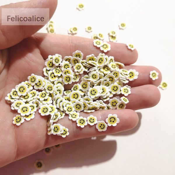 20 g/lotto 5 mm Piccole polimeri floreali Fette di argilla facce faccine per mestieri fai -da -te piccole spruzzi di fango di plastica simpatiche particelle di fango klei