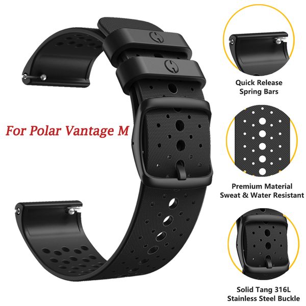 Sport Silicone Smartwatch Bracelet para Polar Vantage M Strapa de pulseira Substituição EasyFit Fand Breat Correia Brea Brea