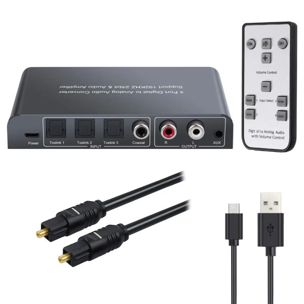 Zubehör Neoteck 192kHz DAC 3 Optischer SPDIF Toslink 1 Koaxial Toslink Switch DAC Audio -Konverter mit Volumensteuerung IR Remote RCA 3,5 mm