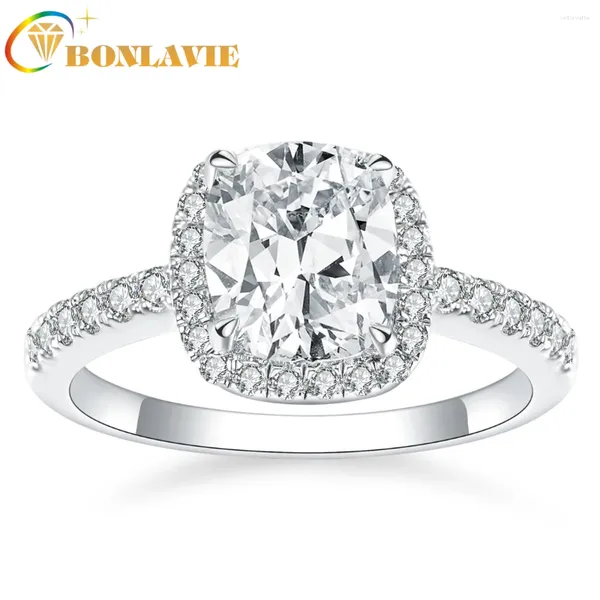 Clusterringe Bonlavie 2.3ct Pad geformt Zirkonarm mit runden 925 Silberring -Ehering -Gebiet Frauen Engagement Schmuck