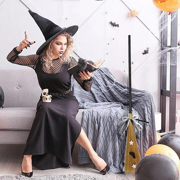 Decoração de festa bruxa vassoura ilustável manuseio de halloween cosplay broomstick kid adereços adultos suprimentos para hallowen