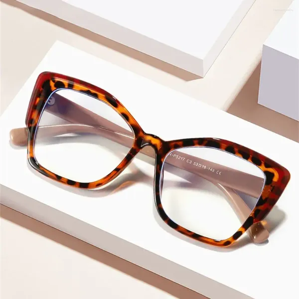 Sonnenbrille großer Rahmen Anti-UV-Blau-Strahlen Gläser Ultra-Licht Retro Leopard Print Computer Brille PC Vision Care Myopie