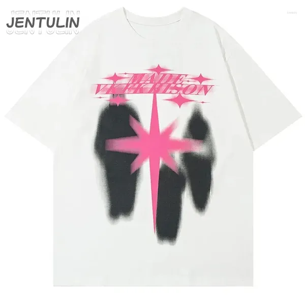 Herren-T-Shirts 2024 Goth Men Shirt Streetwear Star Schatten Grafik T-Shirt Hip Hop Übergroße Harajuku T-Shirt Baumwollmode Korean Top Tee