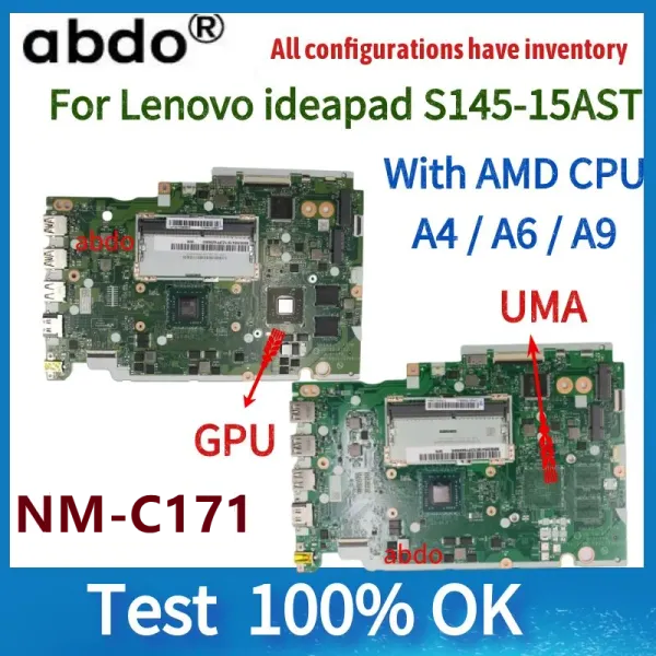 Motherboard NMC171 Motherboard. Für Lenovo IdeaPad S14515ast Laptop Motherboard, mit A4/A6/A9 AMD -CPU, 100% Test, schnelle Lieferung