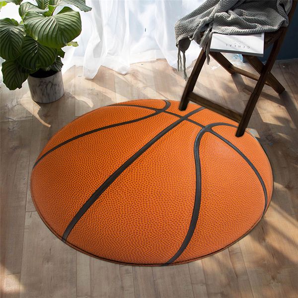 Basketball da letto da basket per la camera da letto tappetino sport palla rotonda tappeto 3d area realistica tappeti per bambini divertenti soggiorno alfombra