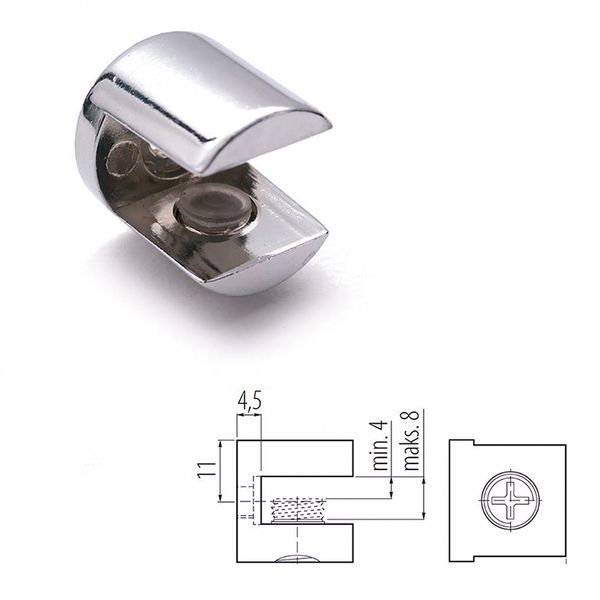 4/8/12pcs de vidro de vidro suportes de banheira de zinco de liga de zinco cromado portador de estação de acabamento de 6-8 mm suportes de suporte de suporte