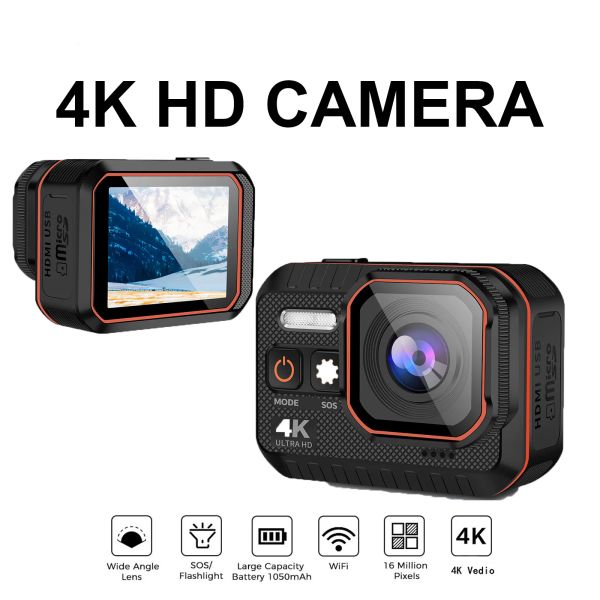 Kameras Actionkamera HD mit Fernbedienungsbildschirm wasserdichte Sport 4K Kamera Drive Recorder Sportkamera Helm Schnorchel Action Cam