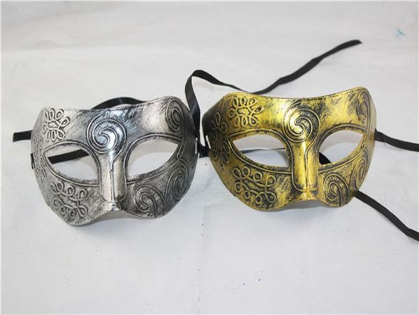 Uomini adulti retrò gladiatore romano maschera maschere maschera vintage maschera maschera maschile halloween costume maschera d'argento e oro9267839