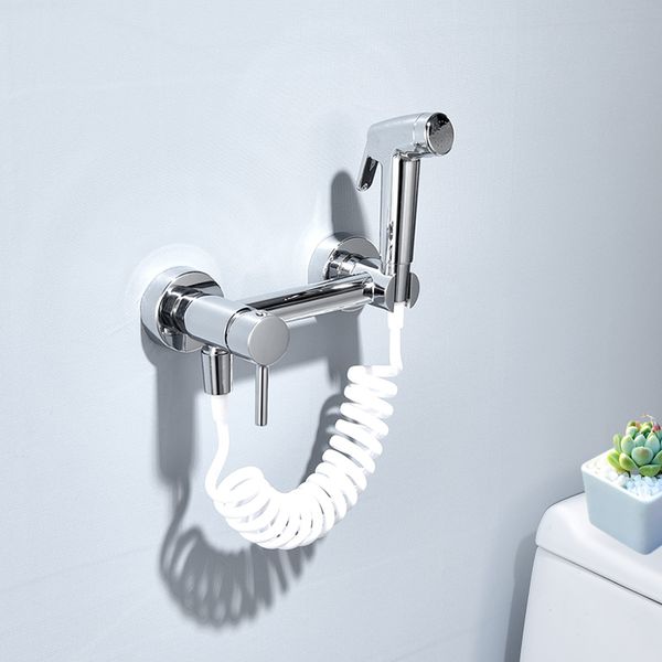 Bidets Schwarzer Badezimmermixer Tap Bidet Toilette Wasserhahn Bidet Mixer Hygienische Dusche heißes kaltes Wasser Einloch tragbares Sprühgerät