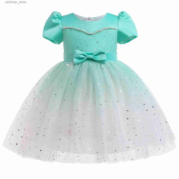 Mädchenkleider Mädchen Hochzeitsfeierkleider für Kinder Baby elegant Tüll flauschige Prinzessin Tutu Vestidos 2 3 4 5 8 10 Jahre Kinder Geburtstagskleidung L47