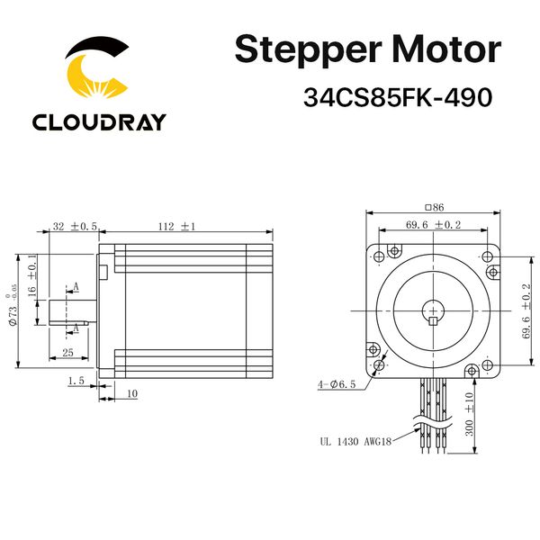 Cloudray Nema 34 Open Loop Steepper Motor Kit 8.5n.m 4.9A 112 -мм шагового двигателя Высокий крутящий момент CNC.