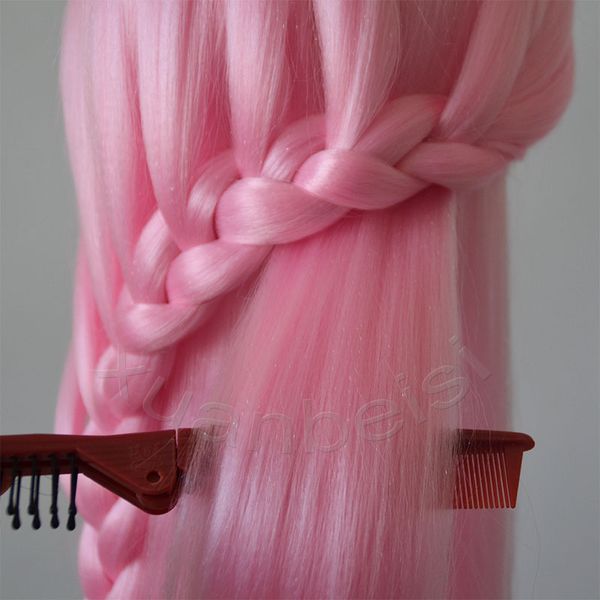 Bonecas de cabelo rosa de 70 cm de cabeça para cabeleireiros de cabeleireiro bom penteado de cabeça de penteado feminino