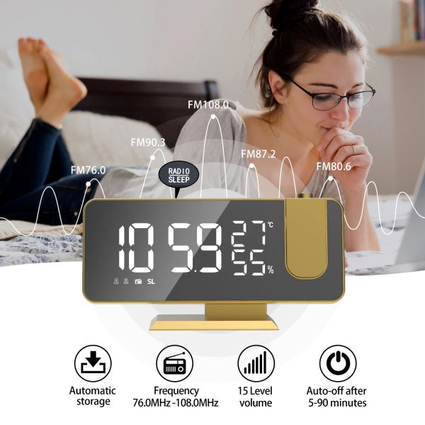 Proiettore Doning Clock Electronic Table America Desktop Orologio Desktop Plug Wake Up FM FM LED Digital Time Table Orologio