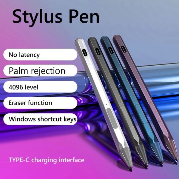 Pens Laptop Stylus 4096 Pressão sensível à pressão caneta Type CEC Recarregável com 3 pontas de caneta para HP Envy X360/Asus Vivobook Flip