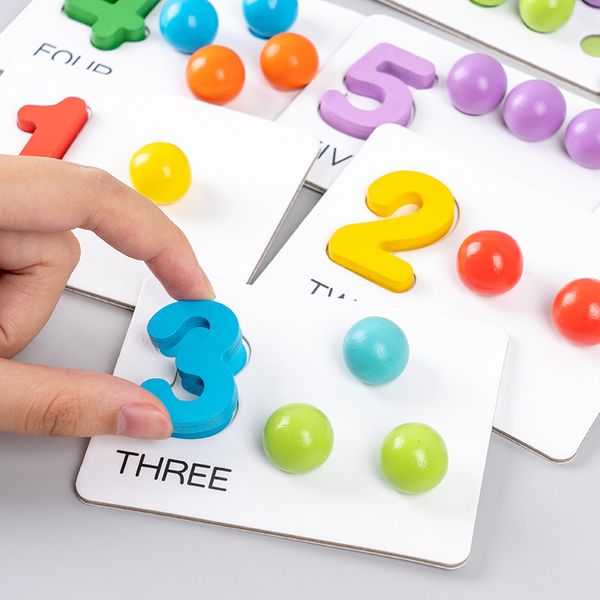 Montessori Math Count Conteging Toy Clip perline abbinando Giochi motori Numero Motor Numero Colore Sensory Educational Toys for Child