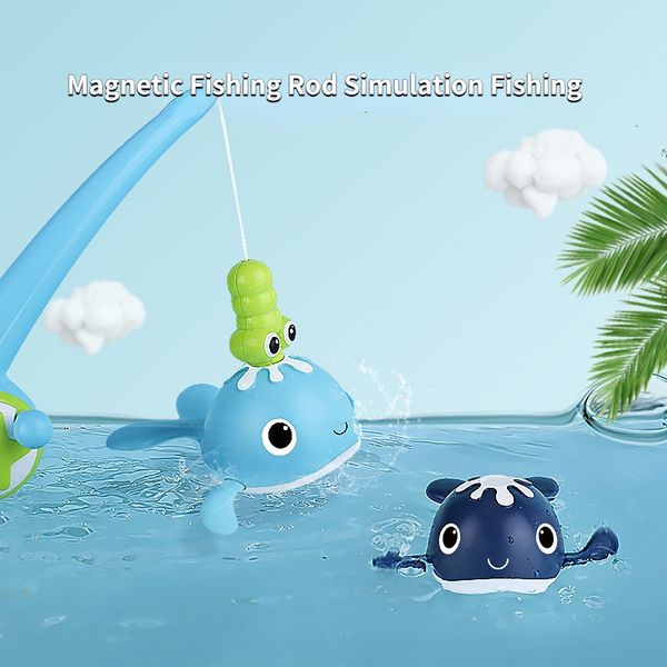 Çocuklar balıkçı oyuncakları seti manyetik balıkçılık ebeveyn-çocuk interaktif oyun bebek oyun su banyo oyuncakları bebek banyosu bebek balina oyuncak hediye