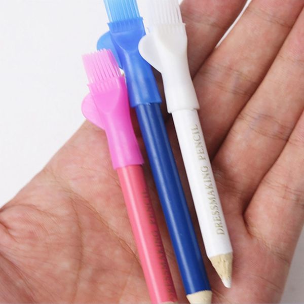 Lápis de tecido de costura Penina de caneta solúvel em água Mark Chalk com tampa de tampa de escova marcador de costureira e ferramentas de rastreamento