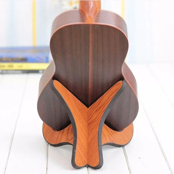 Portátil Ukulele Wooden Stand Stand Collapsible Vertical Guitar Violin Display Stand Rack Acessórios de guitarra de guitarra