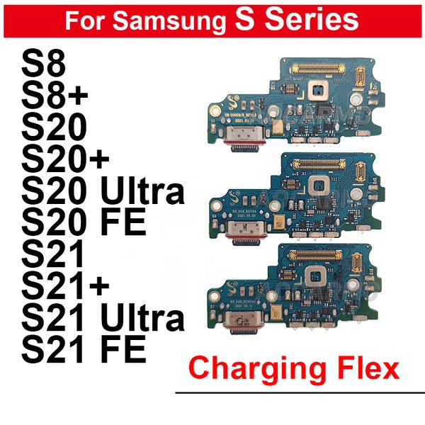 Для Samsung Galaxy S8 S20 FE S21 Plus Ultra S8 Plus S20+ S21FE 5G Оригинальный порт зарядного устройства USB -зарядного устройства с помощью микрофона