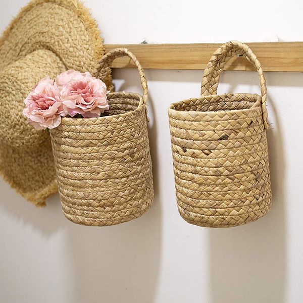 Basket cesto di pallo da gancio cesto di fiori per fioriere per fioriere 100%pancia fatta a mano Rattan decorativa Vendite calde a impiccagione
