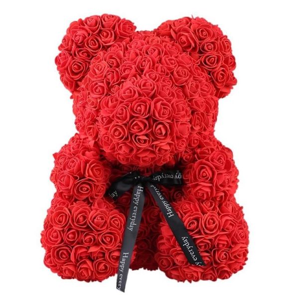 2019 Drop 40 cm Seifenschaum Rose Teddybär Künstliche Blume in Geschenkbox für Freundin Frauen Valentiner Muttertag Geschenke218Q