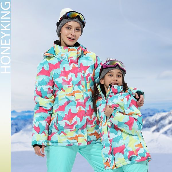 Honeyking Kids Ski Outwear Inverno Inverno quente à prova de vento esportes ao ar livre Jaquetas de neve meninas casaco de snowboard para equipamentos de vestuário de esqui