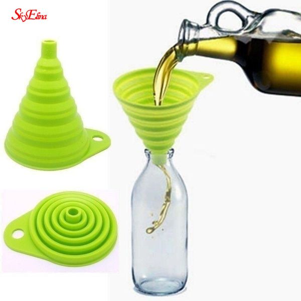 Silicone dobring funnels Ferramentas de cozinha acessórios de cozinha Funil dobrável Mini Silicone Funil portátil dobrável 5ZCF129