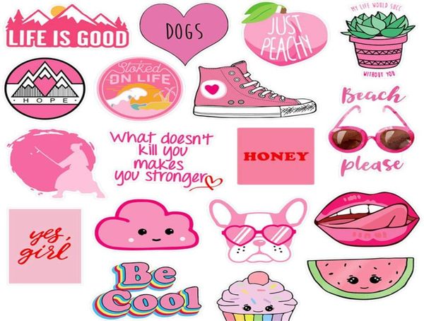 40pcs Girls Pink VSCO Alle niedlichen Aufkleber -Packungen für Wasserflaschen Laptop Gepäckwagen Fahrrad Fahrt Hülle Notebook Vinyl wasserdichte STIC7706333