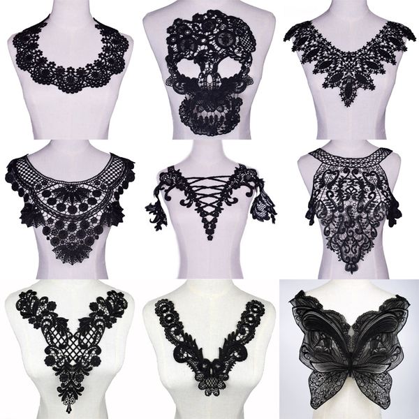 Black Flower Craft Craft Lace Tecido de vestuário de vestuário