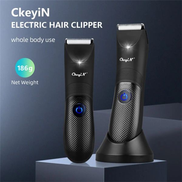 Epilatoren Ckeyin Professional Haarschneider elektrischer Haar Clipper mit LED Light -Männern Leistenkugel Haarschnitt wiederaufladbarer Rasierer für den ganzen Körper