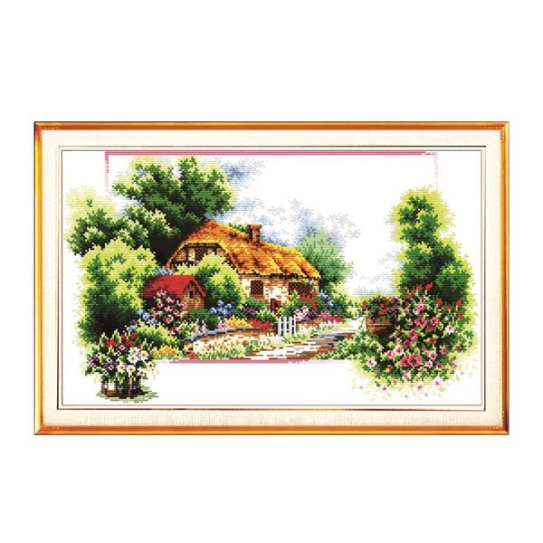 Cross Stitch Kits Stickerei Nadelspring, Sommer, Herbst, Winter und vier Jahreszeiten Schöne Landschaft Stickstich Cross Stitch Kit