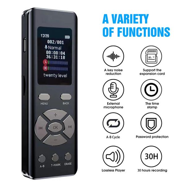 Jogadores Portátil Digital Voice Recorder Pen 8G 16G Profissional Dictaphone Voice Ativado HD Redução de ruído Recordagem de áudio MP3 player