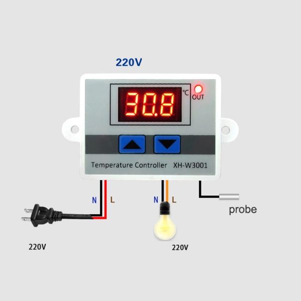 W3001 Microcomputador de temperatura de controle digital 10A12V 24V 220V Temperatura do LED para incubador Termostato de aquecimento de resfriamento da incubadora