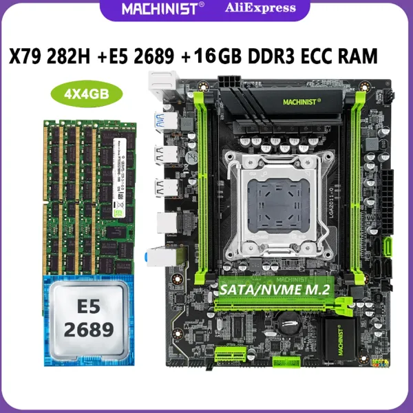 Материал материнской платы X79 282H Motherboard Set LGA 2011 с Kit Xeon E5 2689 Процессор процессора 4x4G = 16 ГБ DDR3 ECC RAM Memory Memory NVME SATA M.2
