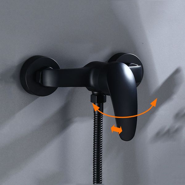Matte schwarze Badezimmer Dusche Wasserhähne Badeduschmischer Steuerventil Wasserhahnwandhalterung Badewanne Handheld Duschkopf Set Set