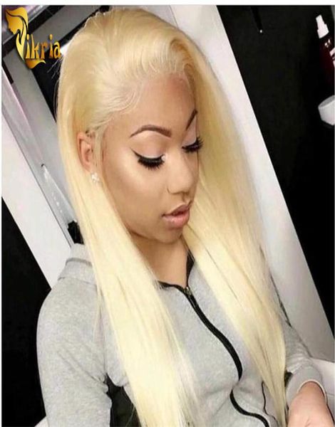 Silky reta 613 loira 13x4 Lace Front Wig Full Lace Human Human Wig Remy Hair com cabelos de bebê Lace transparente para mulheres negras9578052