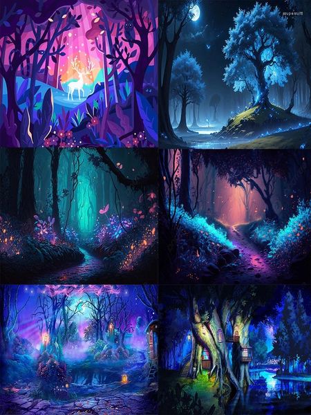 Decorazione della festa Foresta UV UV Reattiva Tema Pianta Natura Tree Wall Misty Memoria NUNGLE NEON DEI DECIFICA