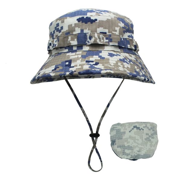 Camuflagem digital outfly Camuflagem ao ar livre camping masculino de chapéu curto à prova de sol bionic selva atacado240410