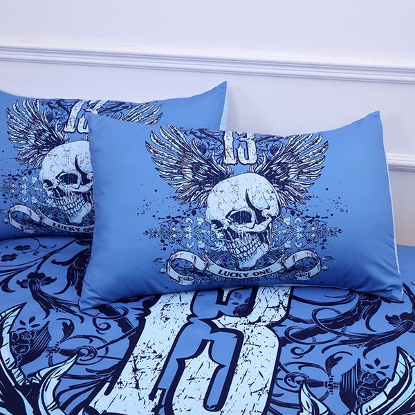 Dream ns Bettwäsche Set 3D Blue Skull Druck vierköpfig Anzug Quilt Cover Kissen Kissen Hülle Hauseinrichtung Artikel