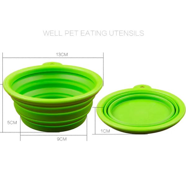 Silicone Cat Dog Food ou Water Bowl Color brilhante Três dobráveis 350ml Pet Bowl Alimentador de estimação Pet