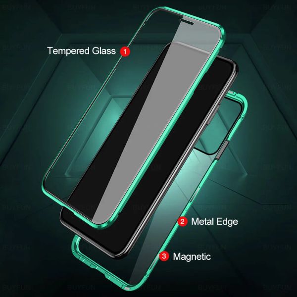 Per Samsung Galaxy S22 Ultra Case a 360 ° Flip magnetico Flip a doppia faccia a doppia faccia in vetro Summung S22ultra 5G S 22 Plus S22+ Fundas